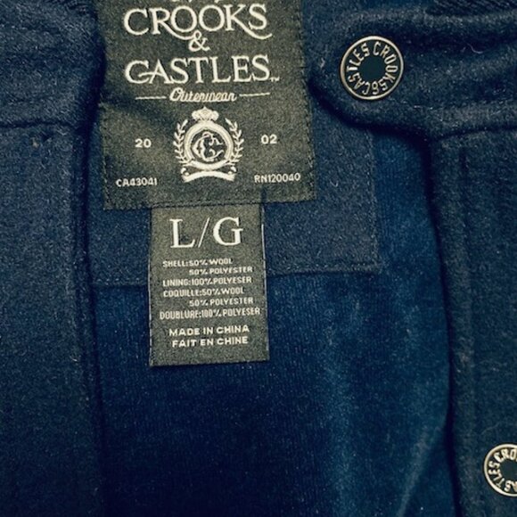 Crooks and Castles Navy Blue Embroidered Wool Jacket Large - Picture 6 of 6